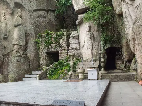 Rock-carved Buddhist figures at Seokbulsa Temple in Buk-gu