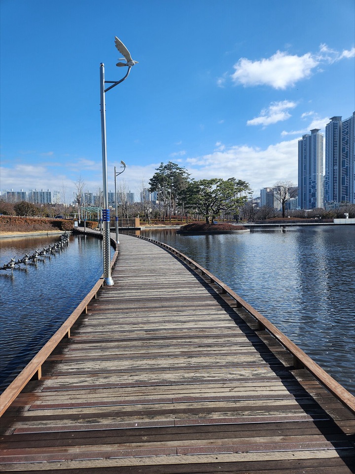 The mirror pond at Busan Citizens Park in Busanjin-gu