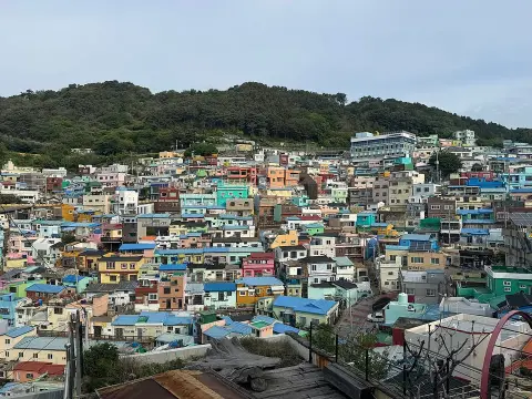 Colourful hillside houses at Gamcheon Culture Village in Saha-gu
